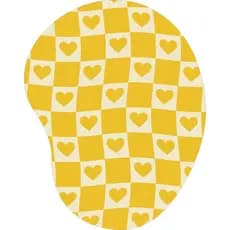 Mouse Pad Ergonômico Gota Corações Fundo Xadrez Amarelo Vintage