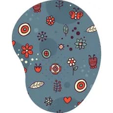 Mouse Pad Ergonômico Gota Estampa Botânica Doodle Azul Escuro
