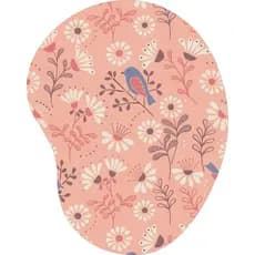 Mouse Pad Ergonômico Gota Floral Pássaro Fundo Pêssego