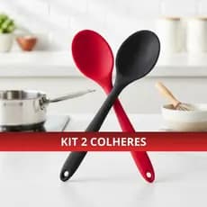 Kit 2 Colheres Arredondadas De Arroz Silicone Maciço Não Riscam Panelas Espátula