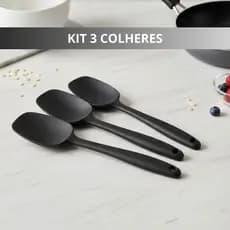 Kit 3 Colheres De Arroz Silicone Maciço Não Riscam Panelas Espátula