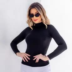 Cacharrel Feminina - Blusa Cacharrel de Manga Longa com Gola Alta - Várias Cores