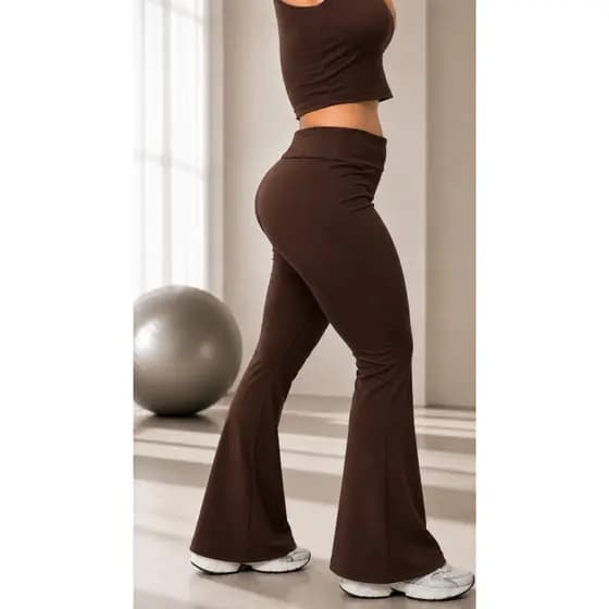 Calça Bailarina - Calça Legging Fitness Cintura Alta - Calça Boca de Sino - Calça de Academia Flare