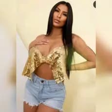 Cropped Luxo Frente única Paetê brilho feminino