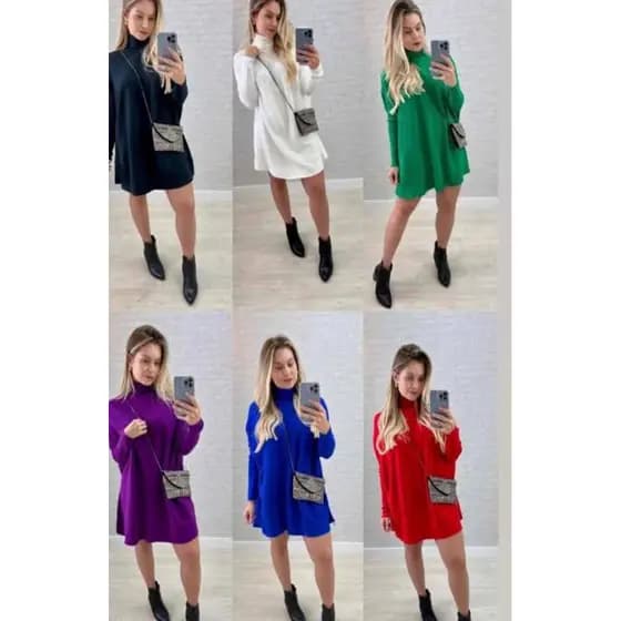 Vestido Camisão Feminino Gola alta Lanzinha