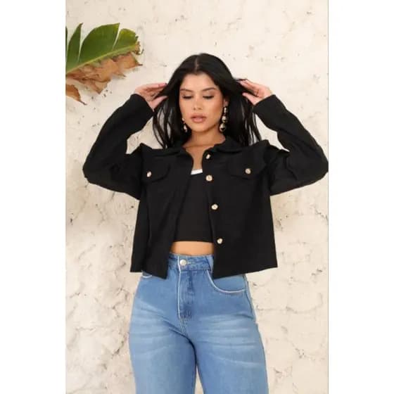 Jaqueta Feminina Veludo Cotelê Cropped Botões Frontais Moda Inverno Luxo blogueira Tendência 2026