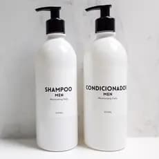 kit 2 Frascos Branco Masculino Shampoo E Condicionador Cilíndrico 500ml