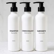 Kit Banheiro Branco 3 Peças Shampoo Condicionador Sabonete 240ml