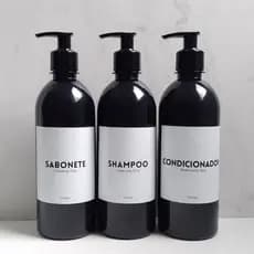 Kit Frascos Pretos 3 Peças Shampoo  Condicionador  Sabonete 500ml