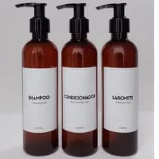 Kit Frasco Âmbar Para Shampoo Condicionador Sabonete 240ML 3 peças