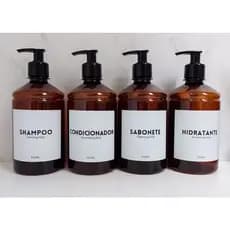 Kit Frasco Âmbar 4 Peças Shampoo Condicionador Hidratante Sabonete 500ml