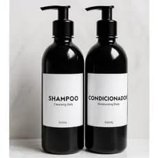 kit 2 Frascos Pretos Shampoo e Condicionador 500ml