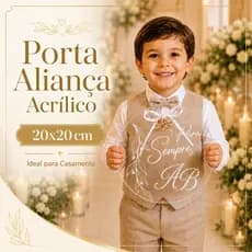 Porta Alianças Acrílico Redondo 20x20 Para Sempre Casamento Noivado Pajem Daminha Noivos Cerimônia Envio imediato