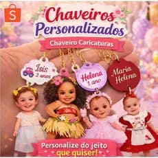 Chaveiro Caricatura Mascote Personalizado  Infantil  Com Foto Nome Para Lembrancinha De Aniversário Festa Única