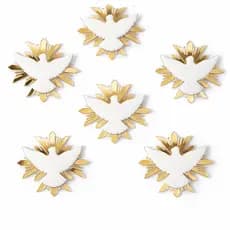kit 10 Pingente Espírito Santo Para Laços Decoração Dourado Branco Acrílicos Premium Artesanatos Leve