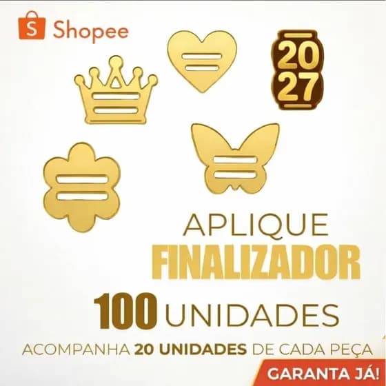 Passantes de Acrílico Dourado 2027 Kit 50, 100, 200 Unidades Para Laços, Agendas, Planner, Scrapbook e Personalizados