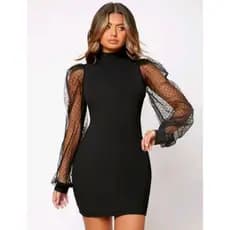 Vestido Curto Mangas Bufante Feminino