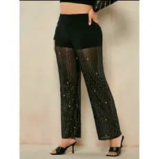 Calça pantalona preta com brilho tamanho g