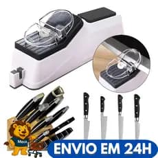 Amolador Afiador Elétrico Facas Tesouras Bivolt Branca Afiação Rápida Prática Cozinha Profissional