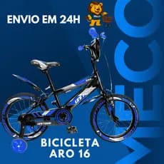 Bicicleta Bike Infantil Aro 16 Unitoys com Rodinhas Menino Infantil Passeio Criança