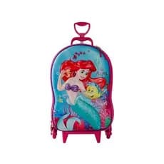Mala Infantil Pequena Sereia 3D Verde Rodinhas Resistente Leve Viagem Escola Crianca
