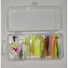 Kit C/20 Isca Artificial Soft Jig Head Ultra Light + Caixa