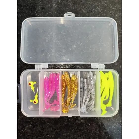 kit Isca Artificial Jig Head 22 Unidades+ Estojo Micro Isca Pesca Ultra Light
