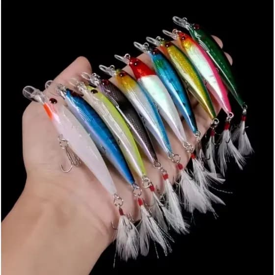 Kit C/10 Iscas Artificiais Meia Água 9cm 7g