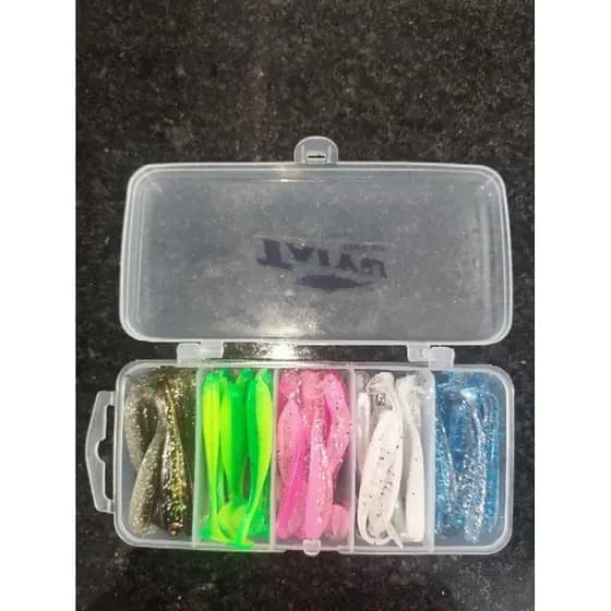 Kit Isca Artificial Soft Shad 5,5Cm 50 Unidades + Caixa