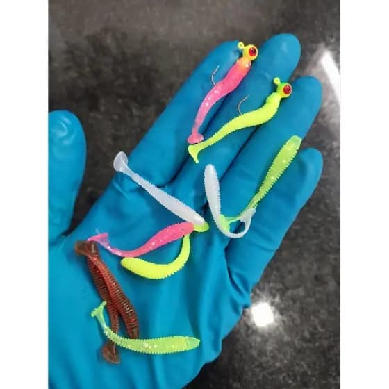 kit Isca Artificial Soft 4.5Cm + Jig Head 2g 12 Unidades