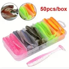 Kit Isca Soft Shad 5cm 1g 10/20/30/40/50 Unidades + Caixa