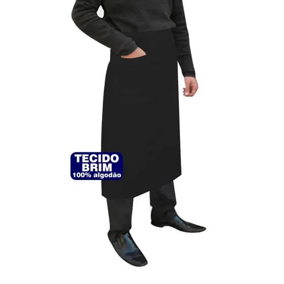 Avental Cintura Brim Algodão Com Bolso Liso Uniforme Chef Cozinha Restaurante Evento Churrasco foodtruck food Truck