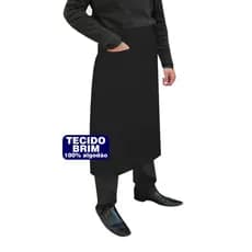 Avental Cintura Brim Algodão Com Bolso Liso Uniforme Chef Cozinha Restaurante Evento Churrasco foodtruck food Truck
