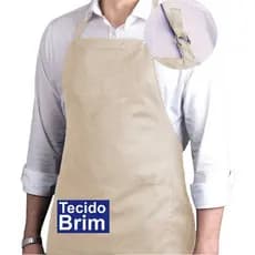 Kit 2 Aventais Brim C/ Bolso Churrasqueiro Churrasco Chef Garçon Bege