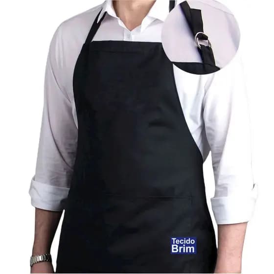 Kit 4 Aventais Brim Algodão Com Bolso Liso Regulável Uniforme Chef Cozinha Restaurante Cozinha Evento Churrasco