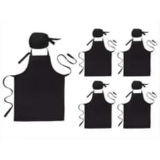 Kit 5 Aventais com Bandanas Oxford C/ Regulagem de altura, c/ Bolso Churrasqueiro Churrasco Evento Bar Foodtruck chef
