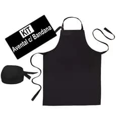 Bandana com Avental Oxford com Regulável Altura Com Bolso Liso Uniforme Chef Cozinha Restaurante Evento Churrasco