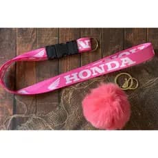 Chaveiro Cordão Com Engate Motos Rosa + Pom Pom Rosa