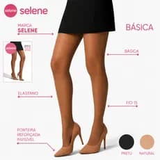 Meia Basica Selene Fio 15 Elastano Feminina Transparente Confortavel Toque Macio Alta Qualidade Uso Diario Original Flex
