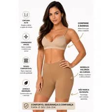 Short Modelador Feminino Selene Compressão Barriga Cintura Alta Sem Costura Não Marca Roupa Confortável P M G Nude