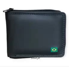 Carteira Masculina grande porta cartão  Couro ecológico, Grande Com Fecho De Zíper