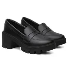 Sapato Oxford Feminino Mocassim Social Salto Médio Confort