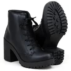 Bota Coturno Moda Feminina Salto Alto Tratorada 2023