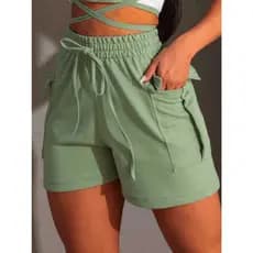 Short Bermuda Feminino Cargo de Moletom P ao G2 Tecido Leve e Moderno - ENVIO IMEDIATO