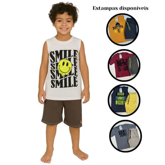 Conjunto Menino Verão Bermuda e Camiseta – Look Casual Meninos 1-8 anos