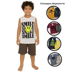 Conjunto Menino Verão Bermuda e Camiseta – Look Casual Meninos 1-8 anos