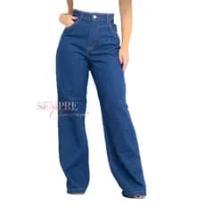 Calça Jeans Wide Leg Feminina Lavagem Escura Destroy Sem Lycra Festas de Final de Ano Ano Novo 2026