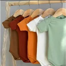 Kit 4 Body Bebê Neutro Unissex Liso Menina Menino Manga Curta
