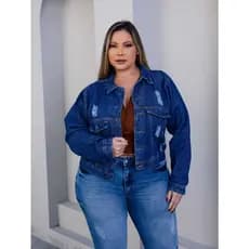 JAQUETA JEANS COM BARRA PLUS SIZE DESTROYED