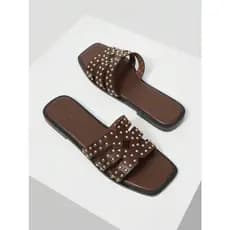 Sandália Chinelo Rasteirinha Feminina H Com Bolinhas Douradas Elegante MOTF